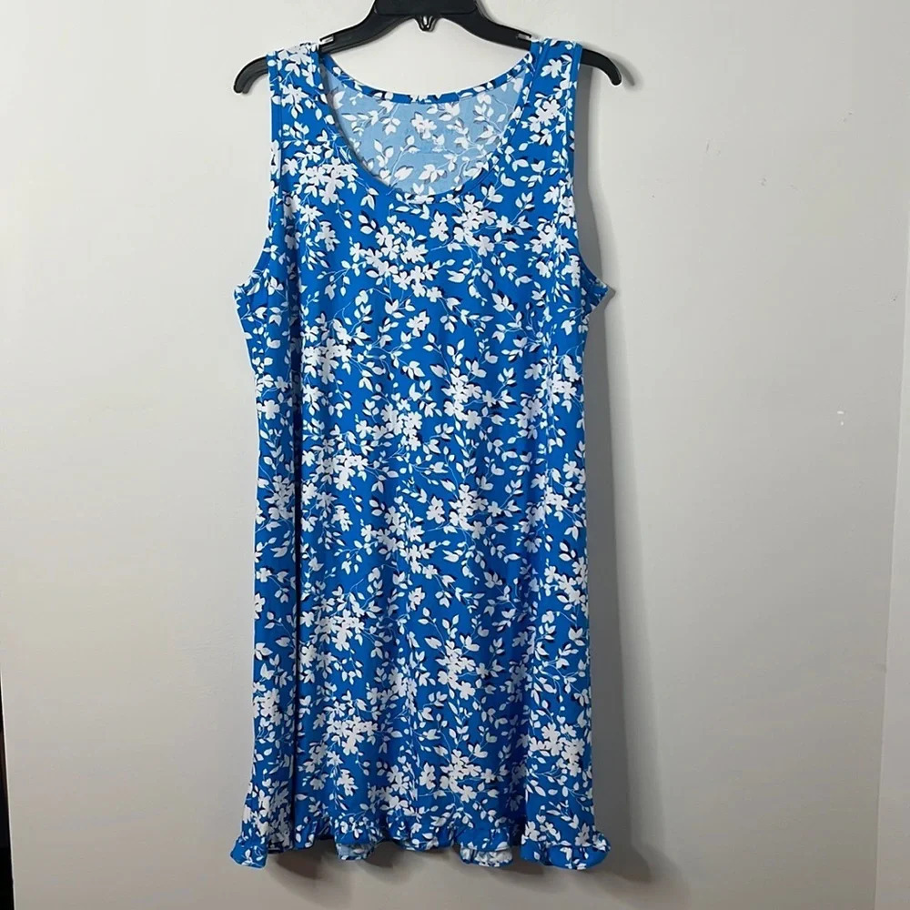 Draper James Intimates Blue Floral Sleeveless Nightgown Dress - Picture 2 of 9
